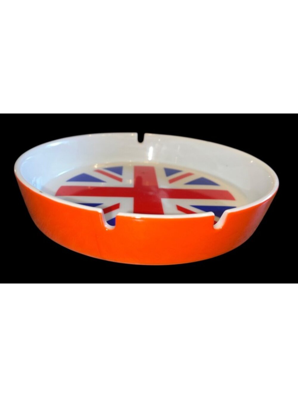Vintage Union Jack Ceramic Ashtray Trinket Dish 7" UK's British Flag Design Or - Picture 3 of 5